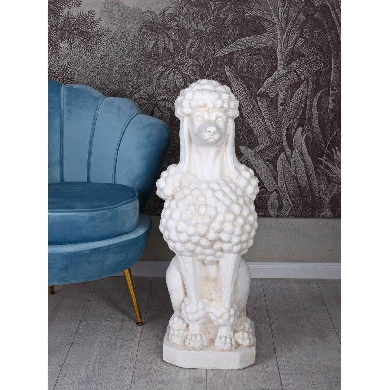 Statueta din rasini cu un pudel alb