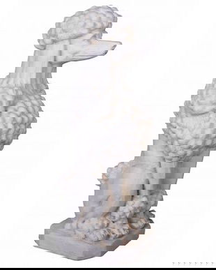 Statueta din rasini cu un pudel alb