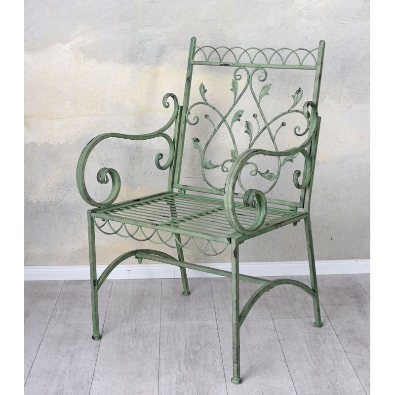 Scaun din fier forjat antik green