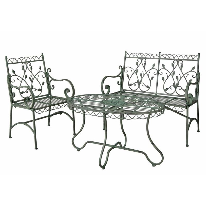 Scaun din fier forjat antik green
