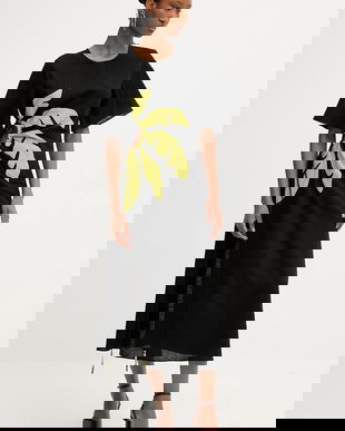 Never Fully Dressed rochie din in culoarea negru, maxi, mulata, NFDDR2038