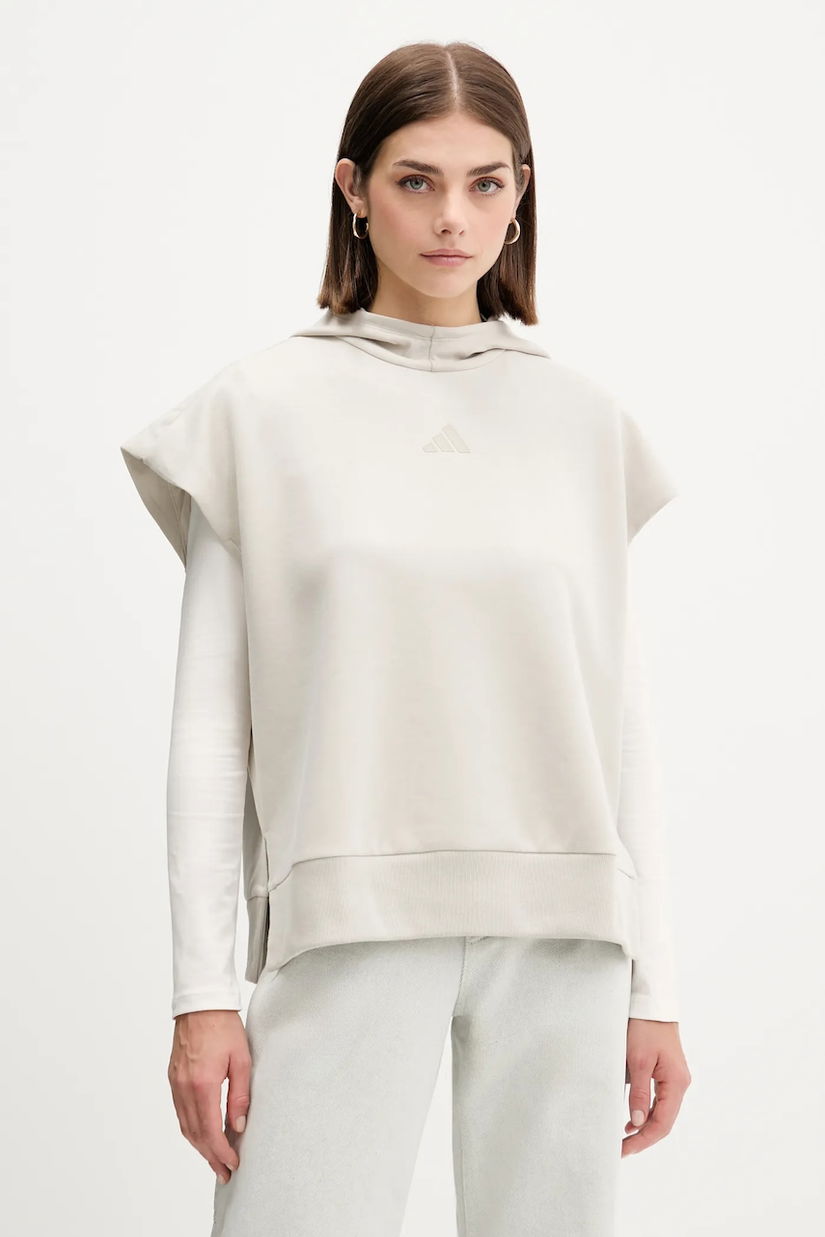 adidas bluză ALL SZN culoarea bej, cu glugă, uni, JV9887