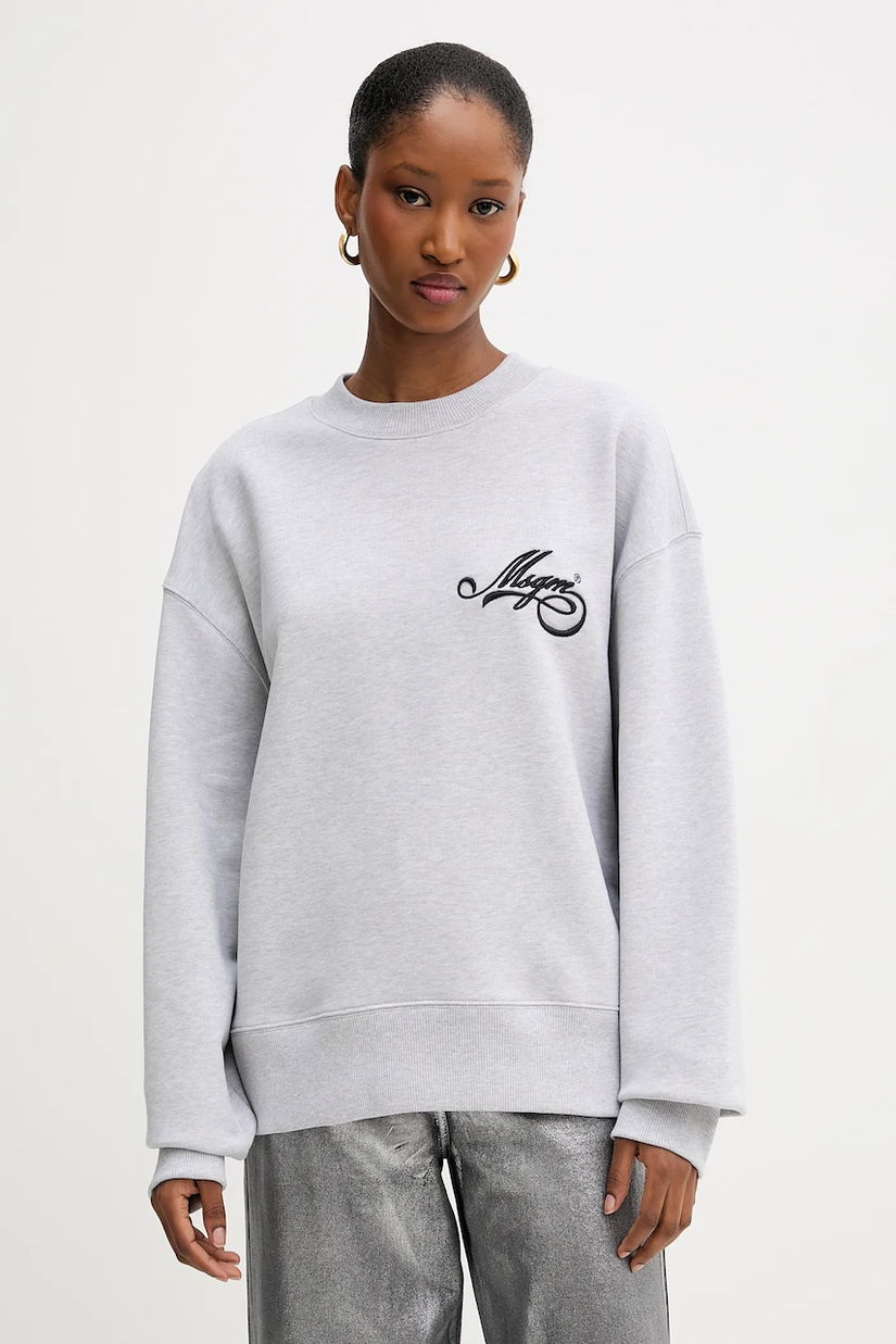 MSGM hanorac de bumbac culoarea gri, cu imprimeu, 3941MDM80.257793