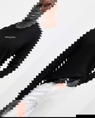 Trussardi hanorac de bumbac culoarea negru, cu imprimeu, G8158000085N