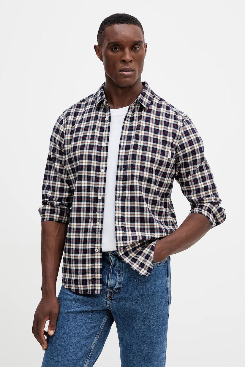 Pepe Jeans cămașă din bumbac culoarea bleumarin, cu guler clasic, regular, PM3090825