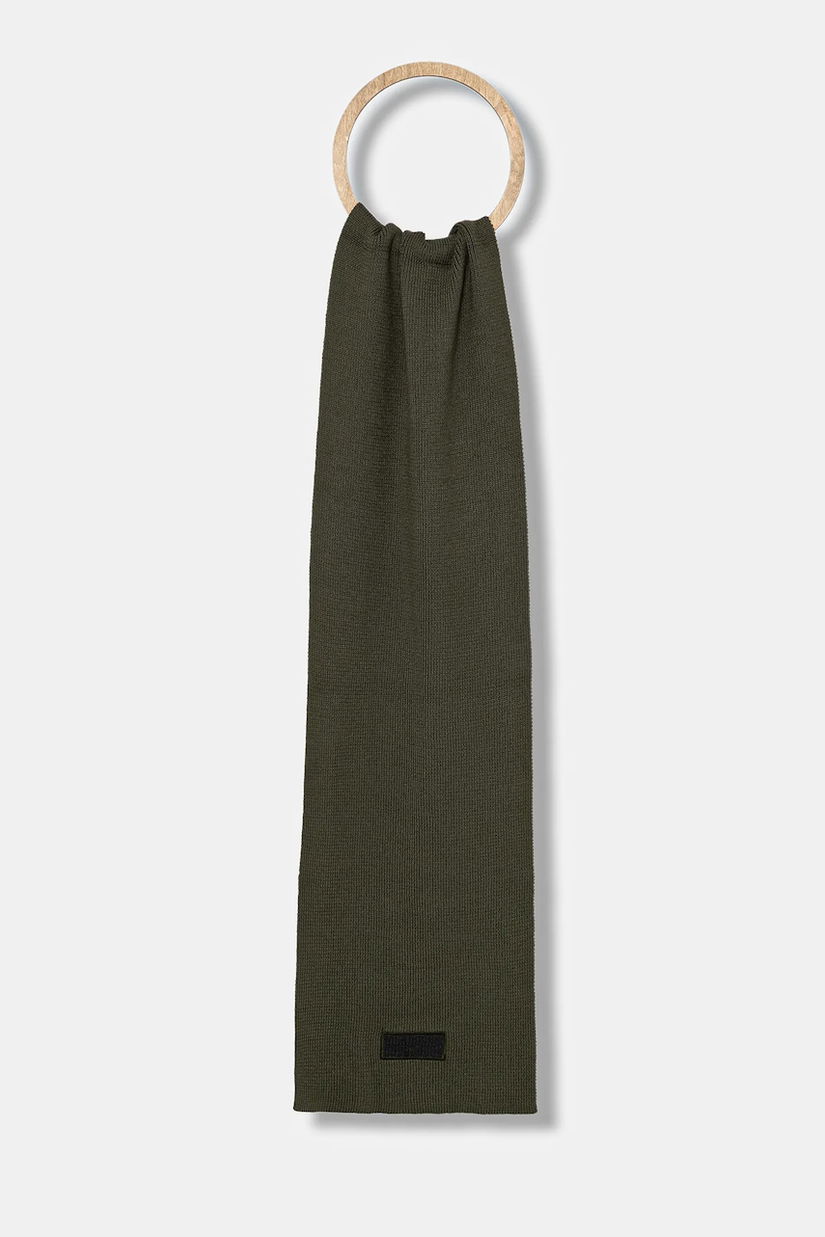 Tommy Jeans eșarfă din bumbac culoarea verde, uni, AM0AM13685