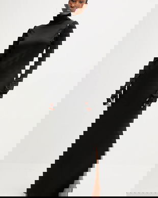 PRESSIAT rochie culoarea negru, maxi, mulata, PRE416FW24