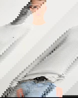 Tommy Jeans pulover de bumbac culoarea gri, light, DM0DM21787