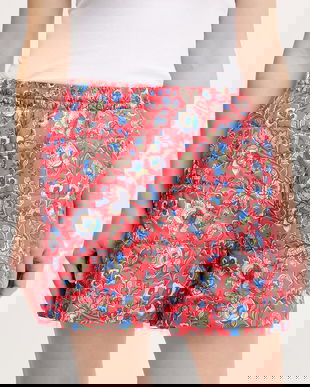 adidas Originals pantaloni scurți Liberty culoarea roz, cu imprimeu, high waist, JW5196