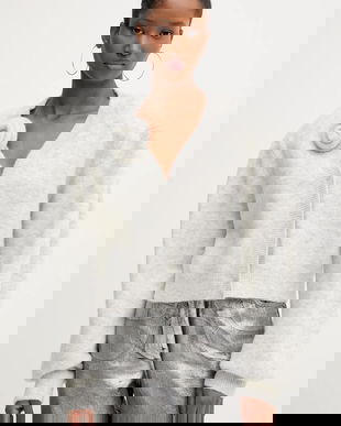 Rotate cardigan de lână culoarea gri, 1142762344