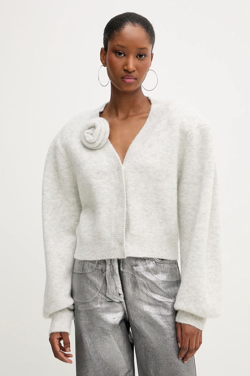 Rotate cardigan de lână culoarea gri, 1142762344