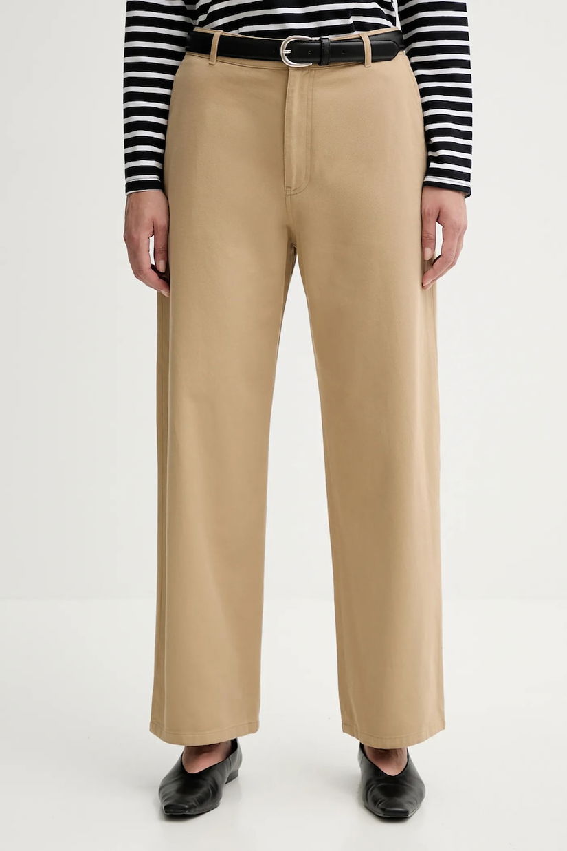 Filippa K pantaloni de bumbac culoarea verde, drept, high waist, 31422.FK