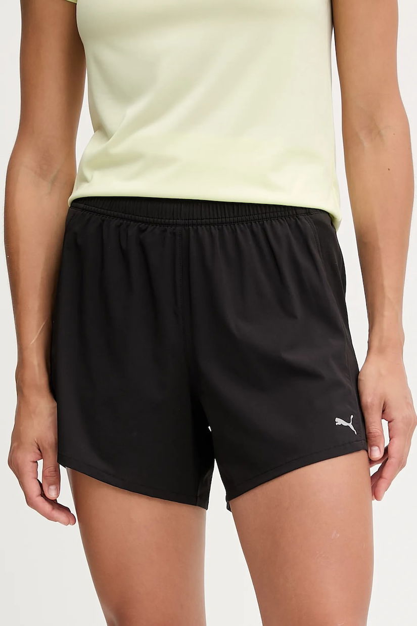 Puma pantaloni scurți de antrenament culoarea negru, neted, high waist, 526587