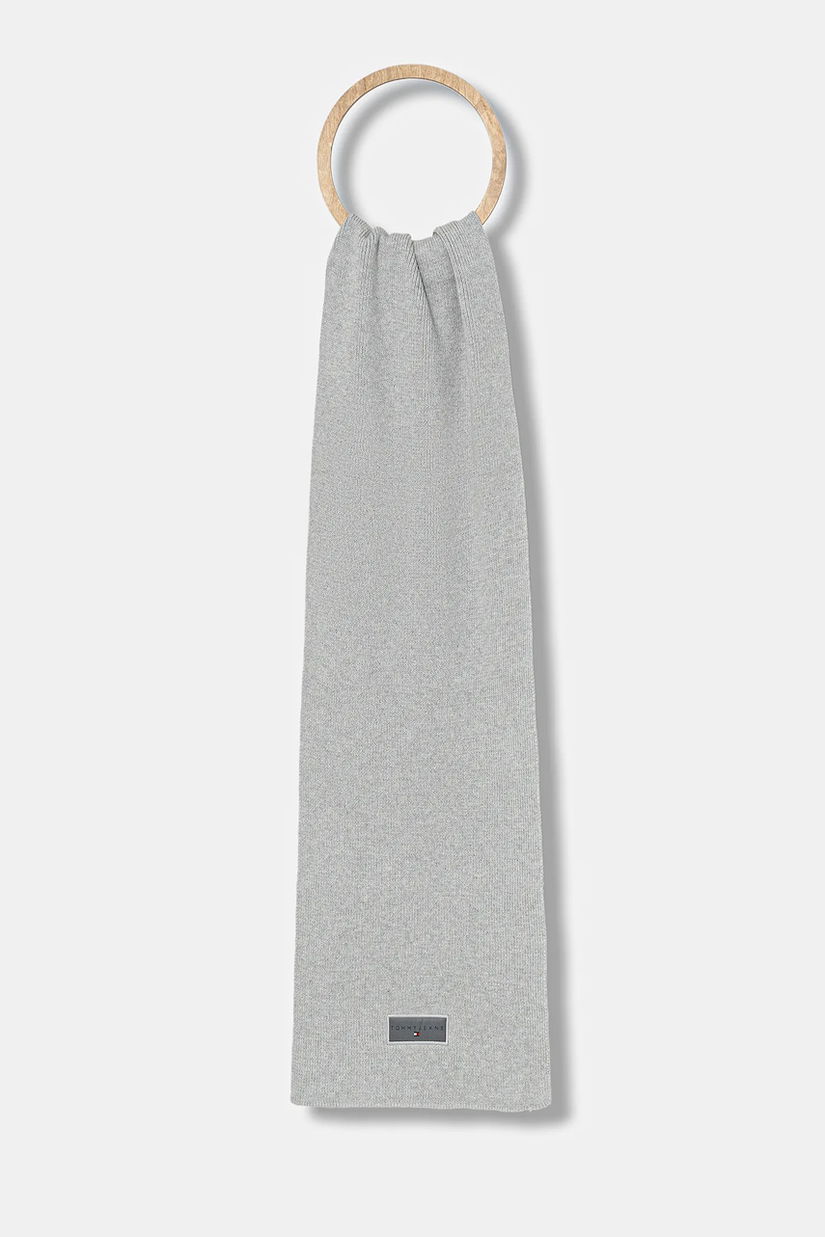Tommy Jeans esarfa din bumbac culoarea gri, neted, AW0AW18209