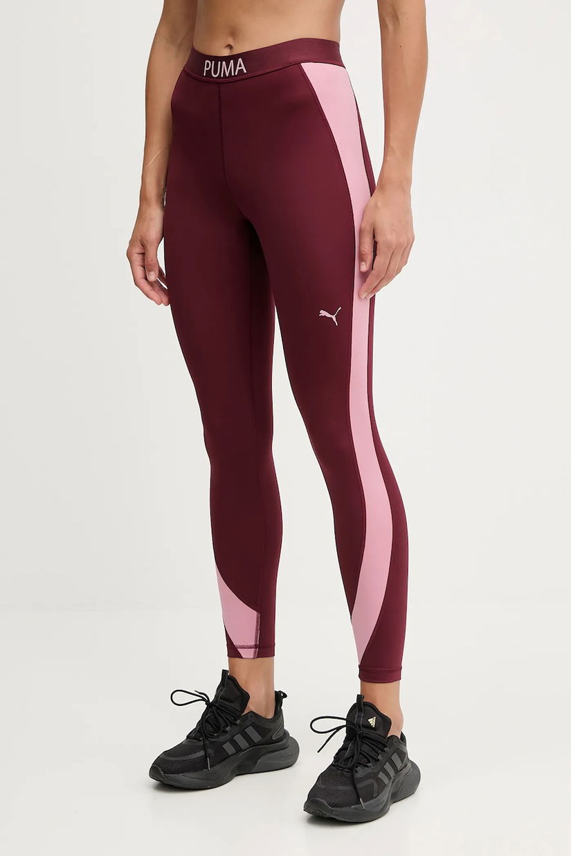 Puma leggins de antrenament culoarea bordo, modelator, 526679