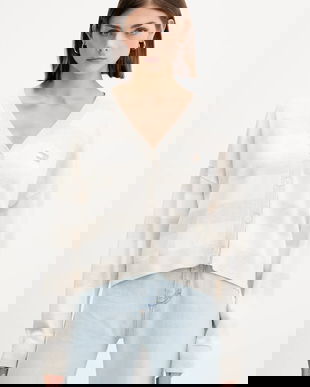 Tommy Jeans cardigan din bumbac culoarea bej, light, DW0DW20968