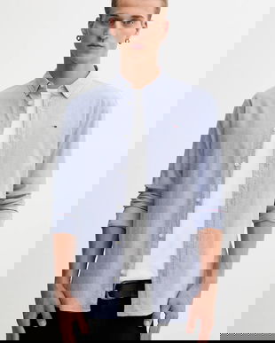 Tommy Jeans cămașă culoarea bej, cu guler button-down, slim, DM0DM09594