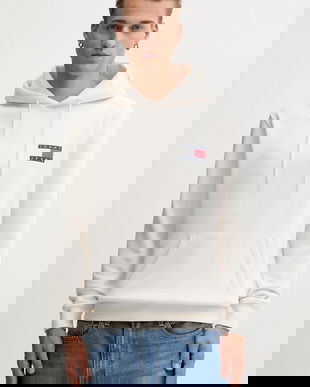 Tommy Jeans bluză culoarea verde, cu glugă, cu imprimeu, DM0DM20738