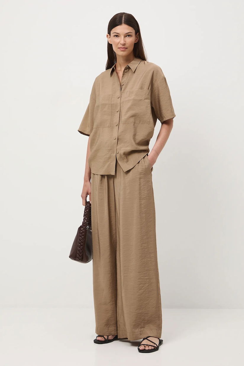 Medicine pantaloni culoarea bej, lat, medium waist