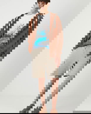 Medicine pantaloni scurți din bumbac culoarea bej