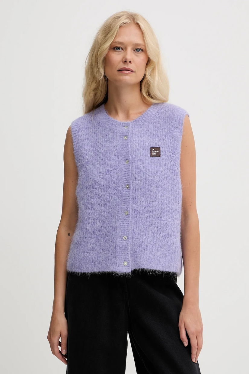 American Vintage vestă din amestec de lână culoarea violet, light, EAST19MC