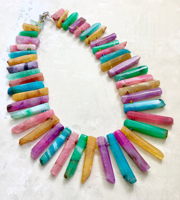 Colier agate multicolore
