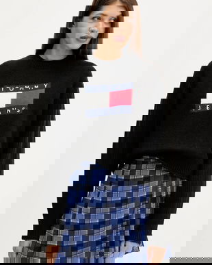 Tommy Jeans pulover din amestec de lână culoarea negru, light, DW0DW21782