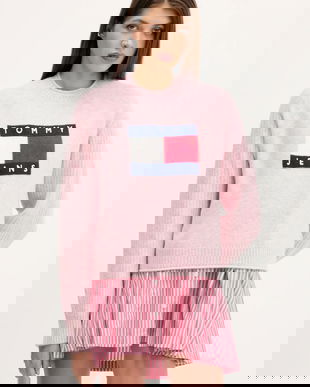 Tommy Jeans pulover din amestec de lână culoarea roz, light, DW0DW21782