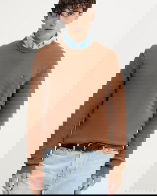 Tommy Jeans pulover de bumbac culoarea maro, light, DM0DM21787