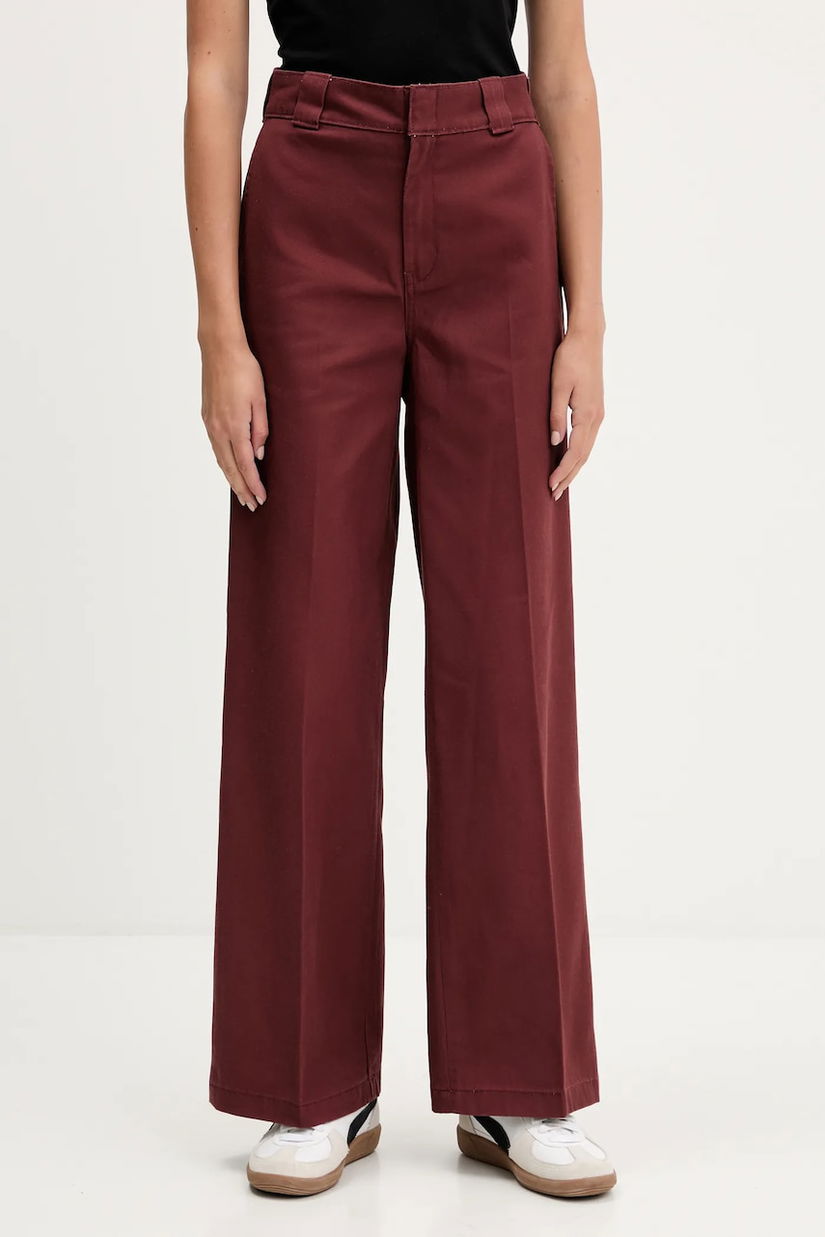 Dickies pantaloni WIDE LEG WORK PANT W culoarea verde, lat, high waist, DK0A4YSE