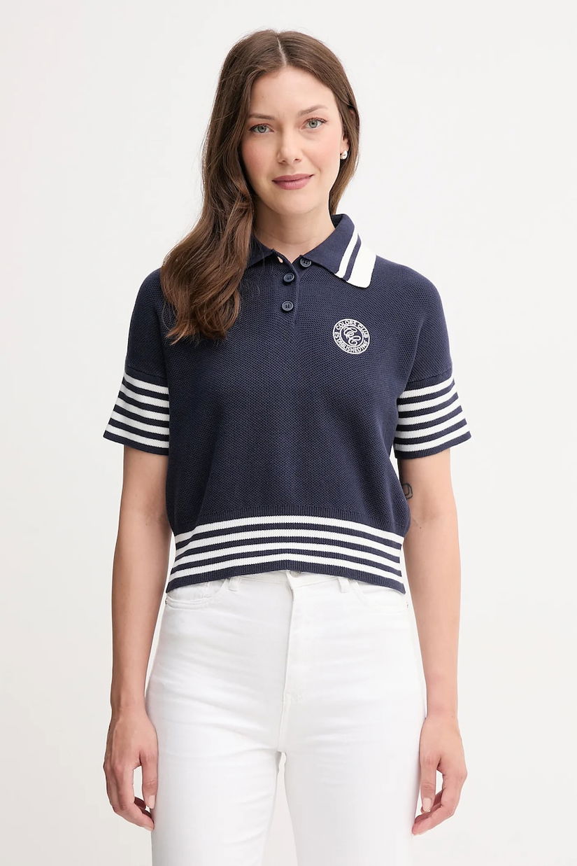 United Colors of Benetton pulover de bumbac culoarea bleumarin, light, 1294E301D