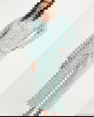 United Colors of Benetton pijama culoarea turcoaz, 4W313P00U