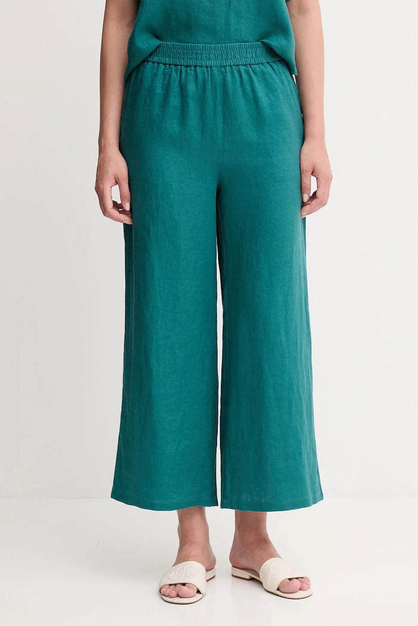 United Colors of Benetton pantaloni din in culoarea verde, drept, high waist, 4AGHDF09G