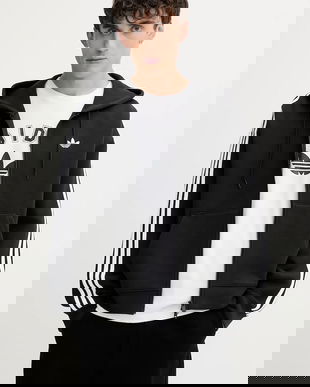 adidas Originals bluză Spacer Hoodie culoarea negru, cu glugă, cu imprimeu, JX1507