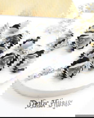 Cercei statement unicat flori - plastic reciclat (cod1275)