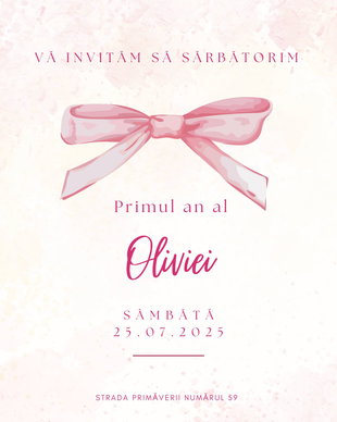 Invitație digitală de botez personalizată - fetiță
