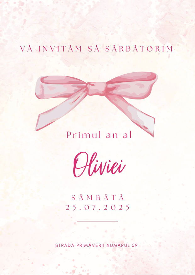 Invitație digitală de botez personalizată - fetiță