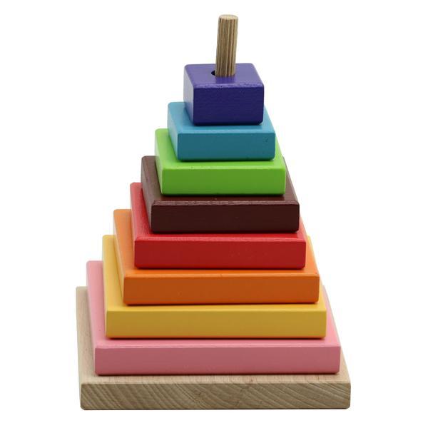 Piramida de cuburi, lemn multicolor, piramida culorilor