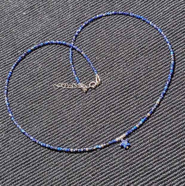 Colier argint lapis lazuli stea mini minimalist boho chic trendy - Transport gratuit