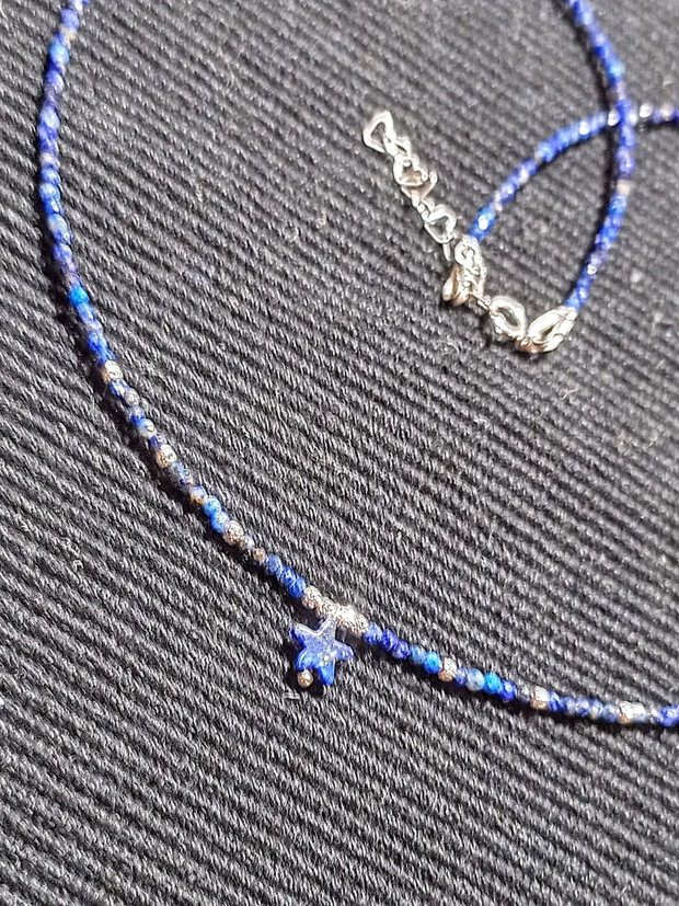 Colier argint lapis lazuli stea mini minimalist boho chic trendy - Transport gratuit