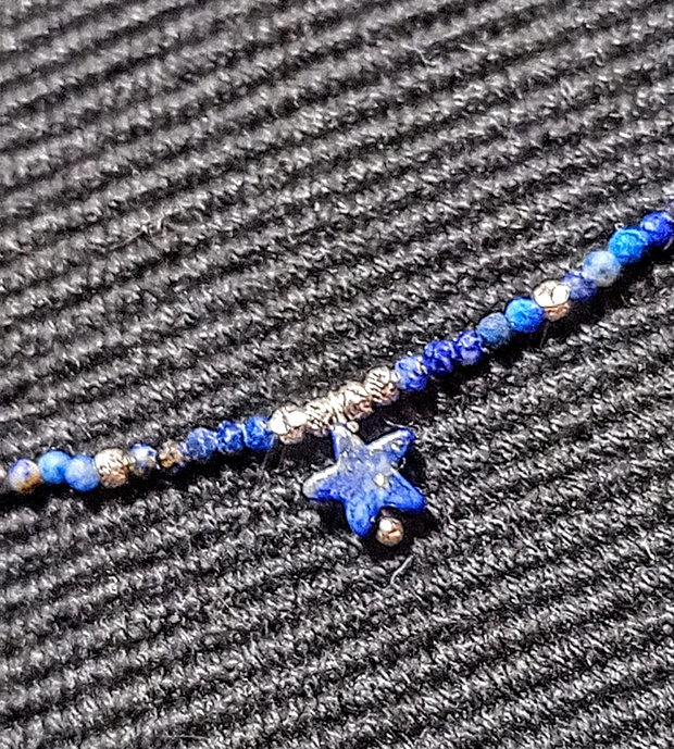 Colier argint lapis lazuli stea mini minimalist boho chic trendy - Transport gratuit