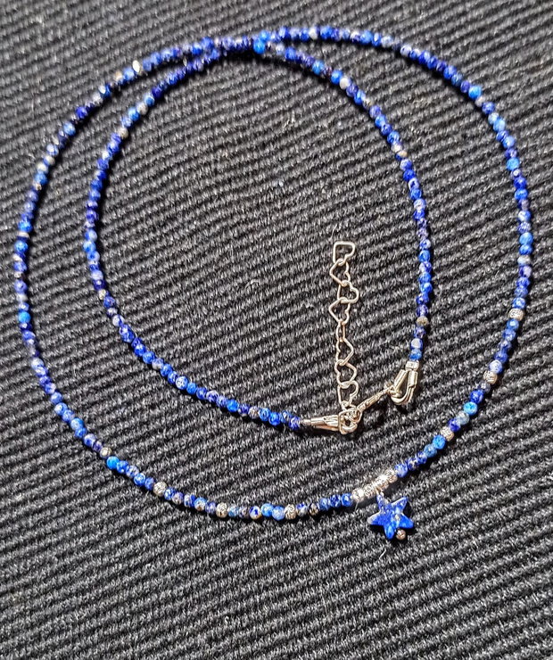 Colier argint lapis lazuli stea mini minimalist boho chic trendy - Transport gratuit