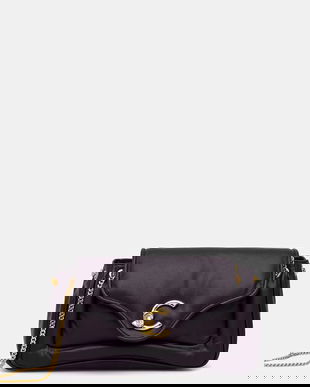 Coccinelle poșetă de piele COCCINELLE C-ME FLUFFY culoarea negru, E1.SUE.12.01.01