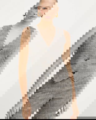 Silvian Heach vestă SERNA culoarea gri, un singur rând de nasturi, GPA25382GT