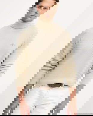 Aeronautica Militare pulover de lână culoarea bej, light, cu guler, MA1583UL00903