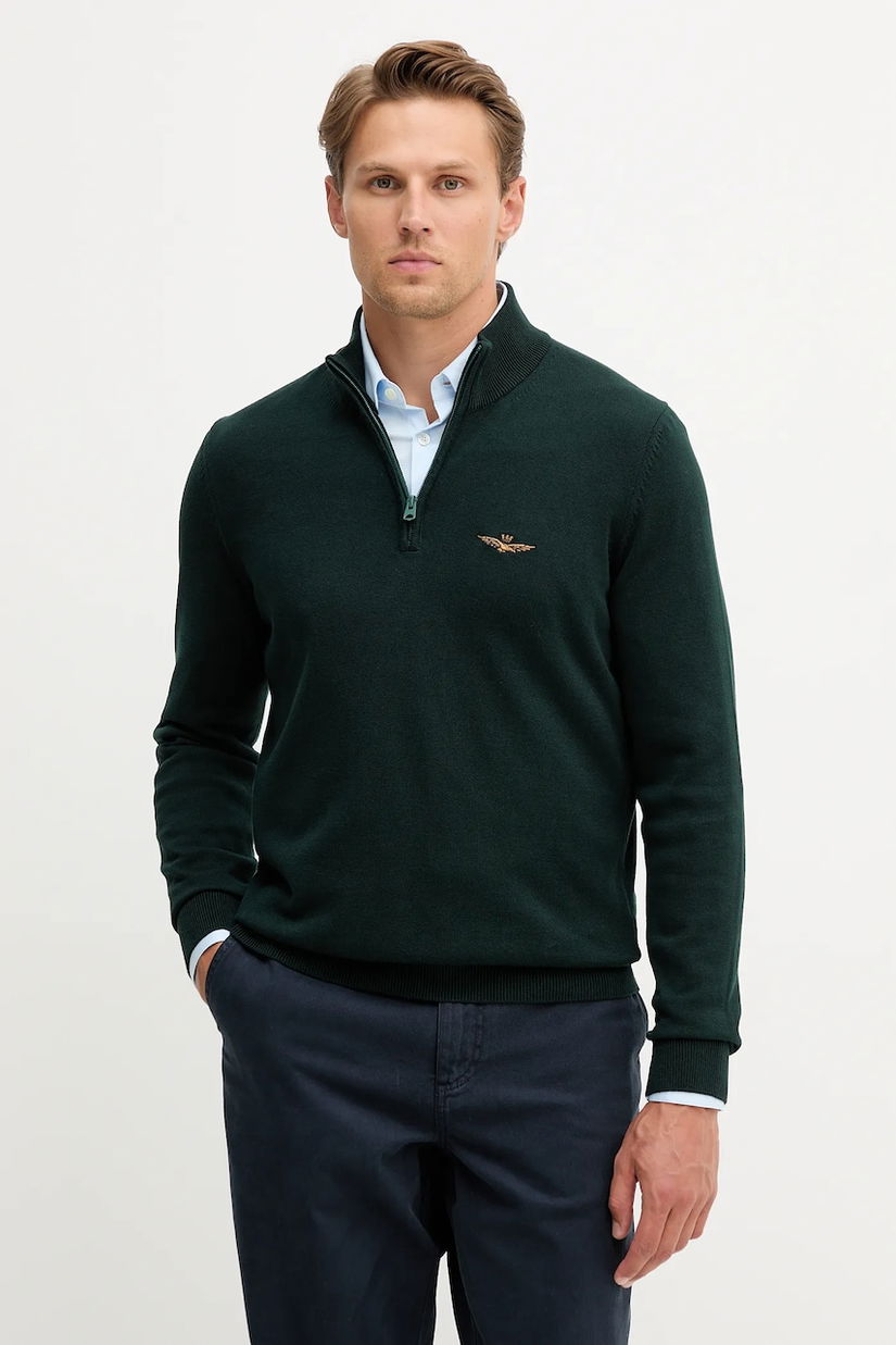 Aeronautica Militare pulover de bumbac culoarea verde, light, MA1578UL00506