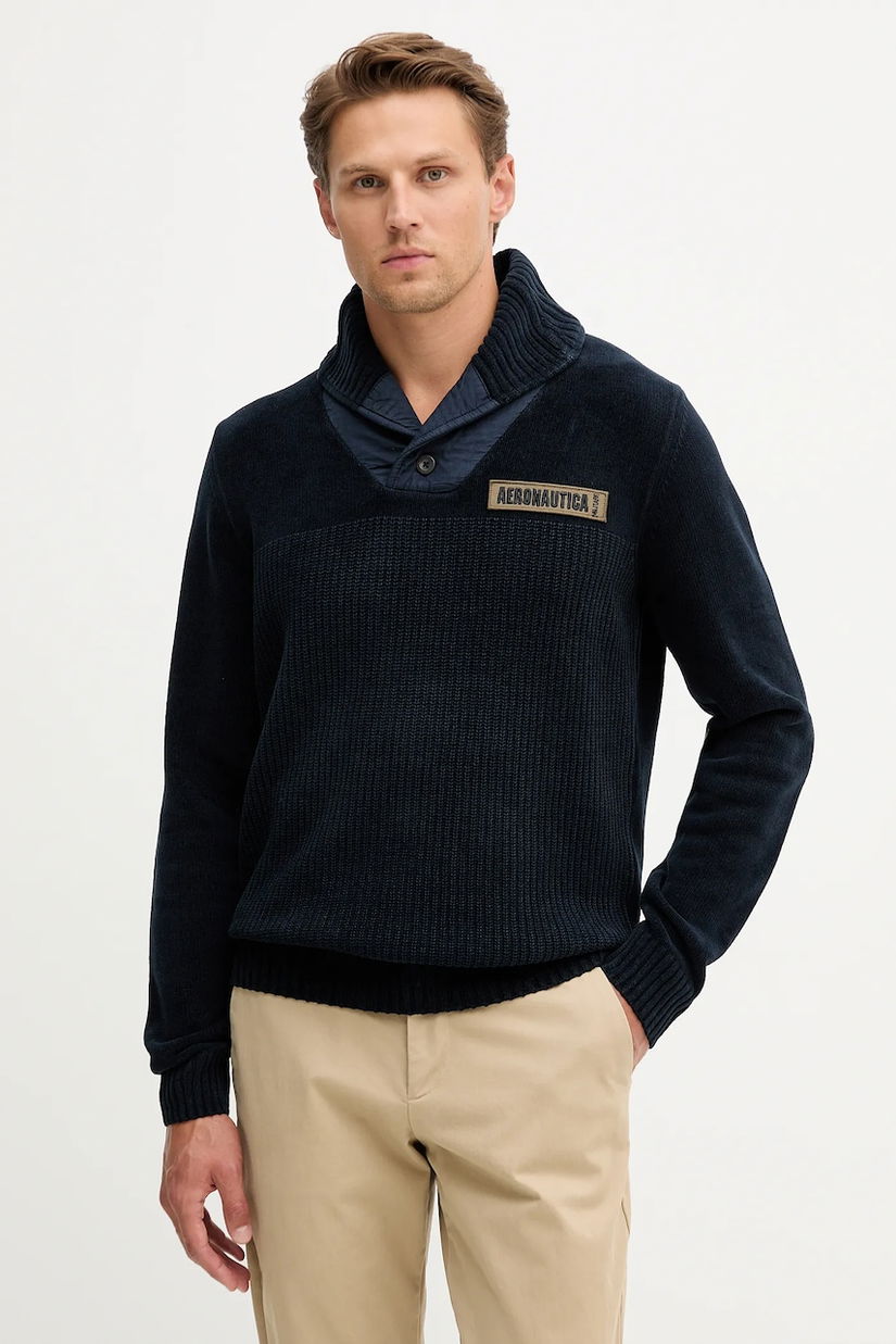 Aeronautica Militare pulover de bumbac culoarea bleumarin, MA1574UL00539