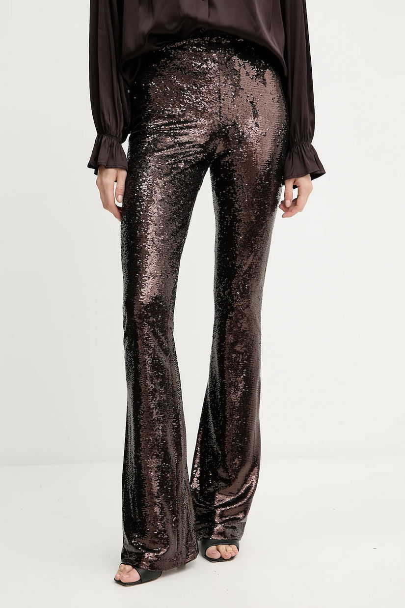 Silvian Heach pantaloni FUNZAM culoarea maro, evazați, high waist, GPA25522PA