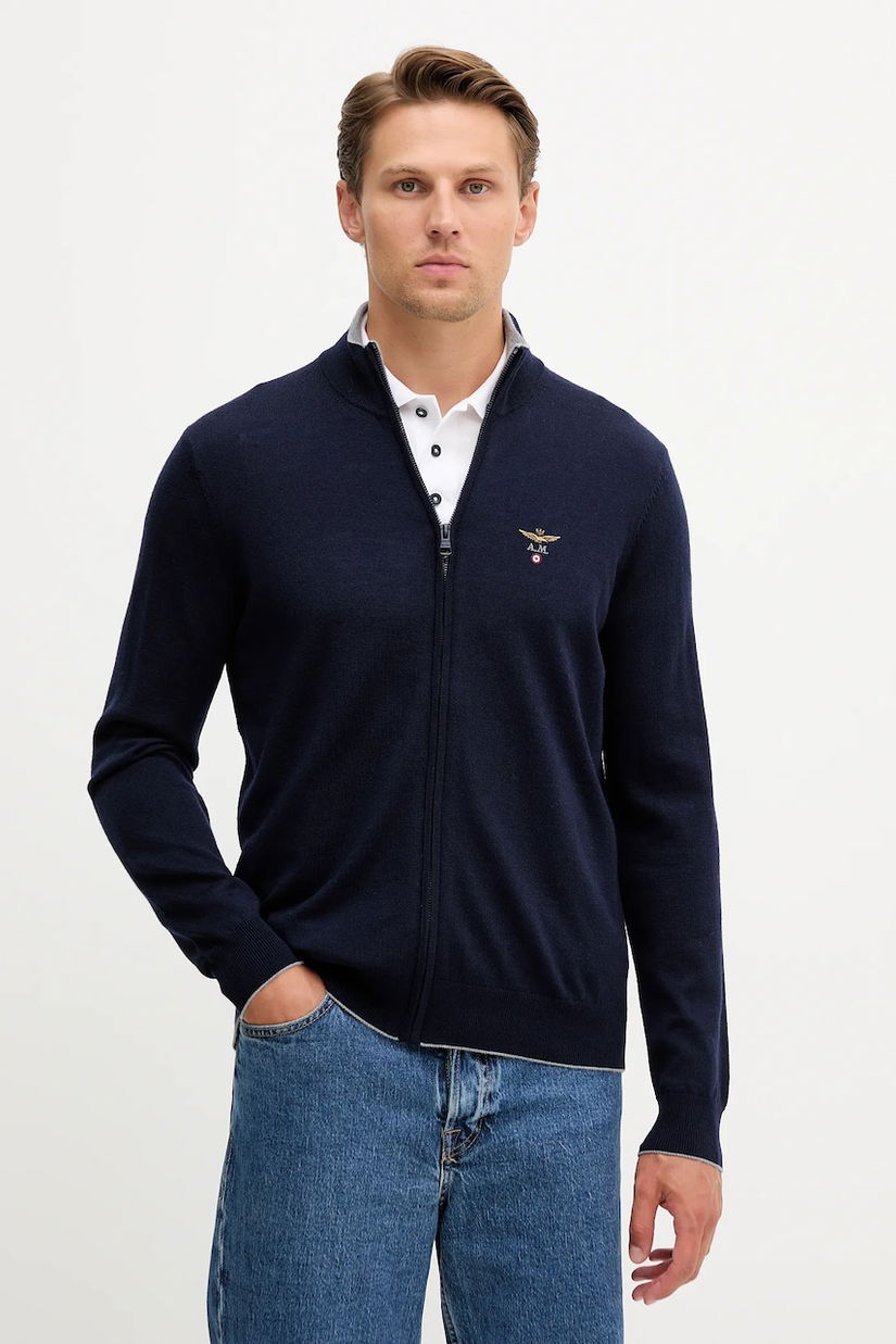 Aeronautica Militare cardigan din lână culoarea bleumarin, MA1569UL00415