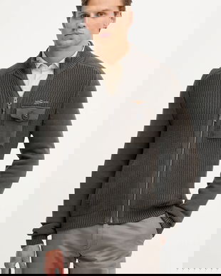 Aeronautica Militare cardigan din bumbac culoarea gri, MA1565UL00409